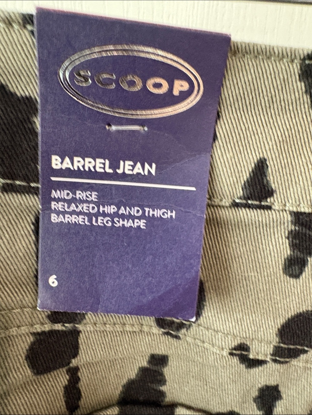 Patterned Olive Green Barrel Jeans with Black Spot Print - Picture 3 of 4